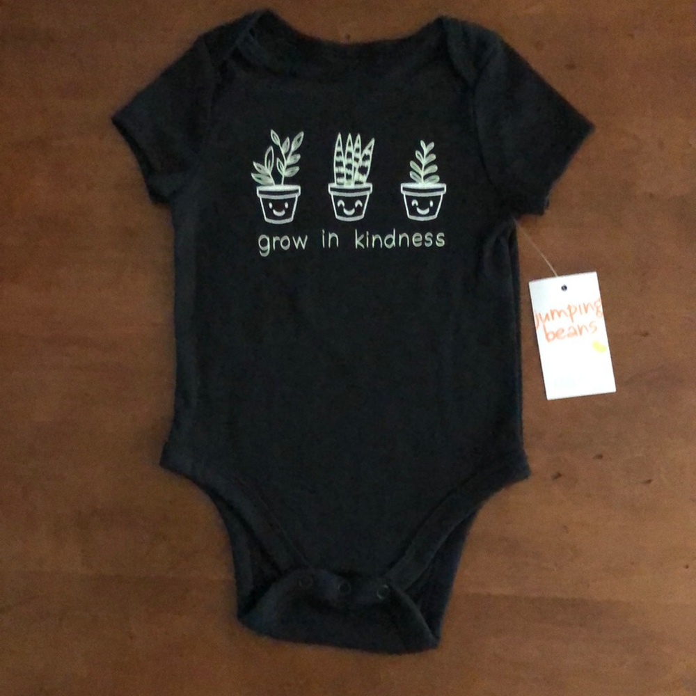 🌵 3/$15 short sleeve plant grow in kindness bodysuit snaps one piece